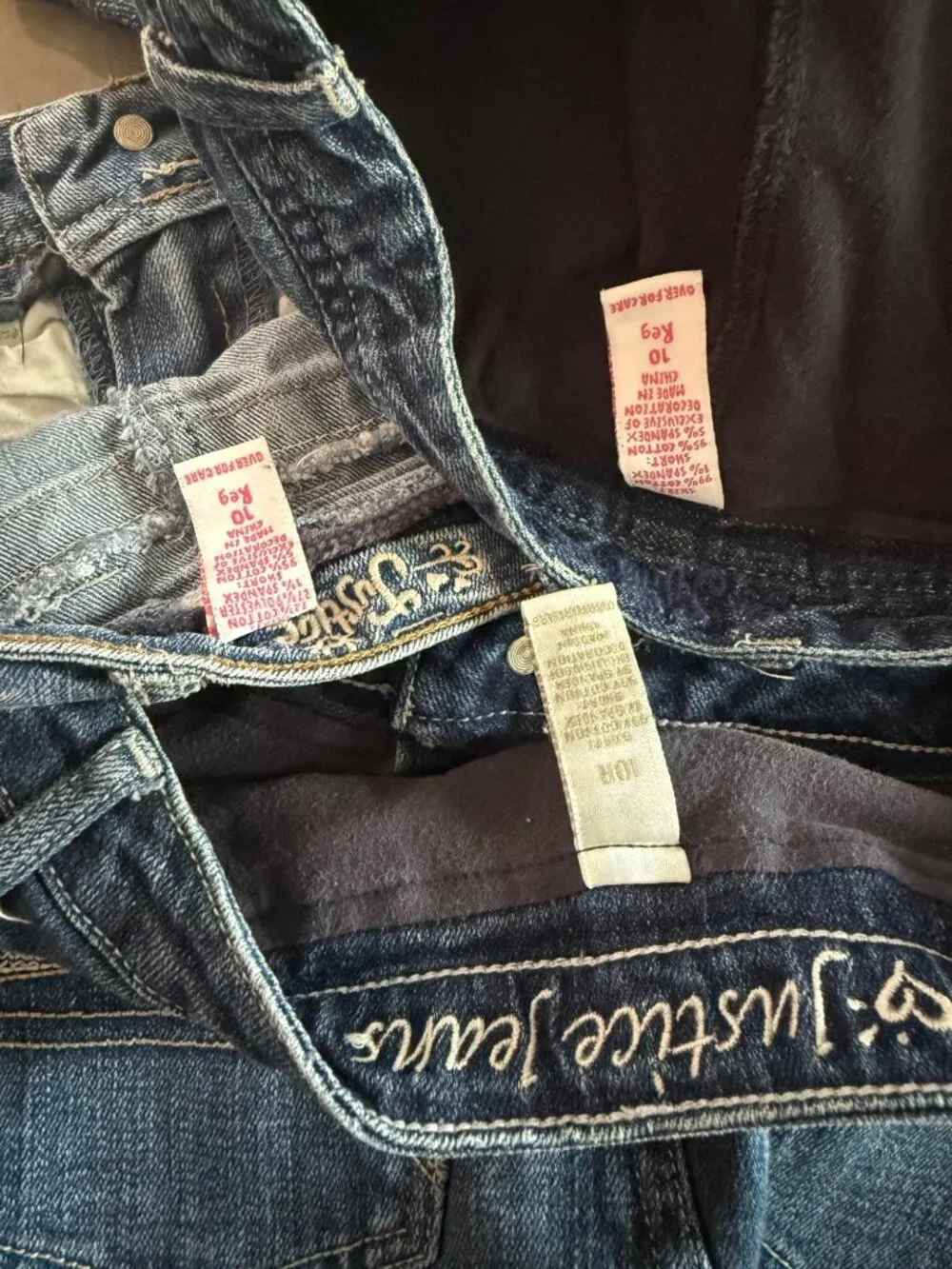 size 10 R regular girls Justice denim mini skirt/skort lot of 3 (2 lined w/short